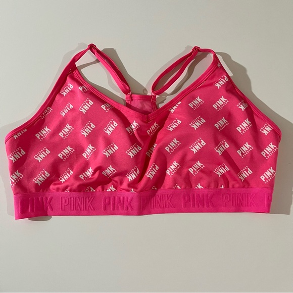 PINK Victoria's Secret Other - Victoria’s Secret Pink Bra size XXL Active lightly padded  New Pink with white